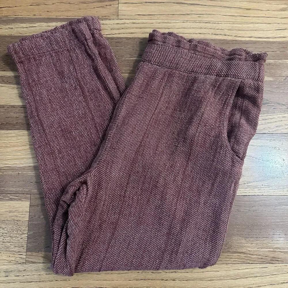 Free People Women’s Cropped Paper Bag Pants, Dusty Rose,‎ NO BELT, Size 12